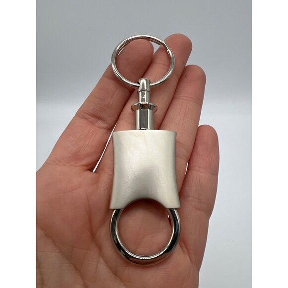 Sleek Silver Keychain With Dual Rings & Polished Finish - Picture 3 of 4